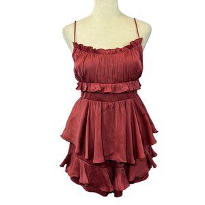 LN SAINTS & SECRETS Pink Ruffle Romper Mini Dress Size Medium